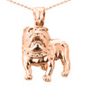 Solid Rose Gold Bulldog Pendant Necklace