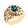 Solid Yellow Gold United States Air Force Men's CZ Birthstone Ring