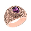 Solid Rose Gold United States Air Force Men's CZ Birthstone Ring