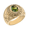 Solid Yellow Gold United States Navy Men's CZ Birthstone Ring