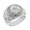 Sterling Silver United States Navy Men's CZ Birthstone Ring