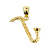 Yellow Gold Saxophone Pendant Necklace