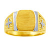 Mens Two-Tone Solid Gold Cross Signet Ring