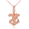 Rose Gold Anchor Eagle Diamond Cut Pendant Necklace