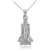 White Gold Space Shuttle Pendant Necklace