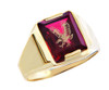 Men's Gold Rings - The Garnet Red Stone and Gold Eagle Ring