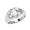 Men's White Gold 4 Carat Cubic Zirconia Bold Solitaire Ring
