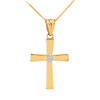 Yellow Gold Diamond-Accented Cross Pendant Necklace
