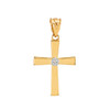 Yellow Gold Diamond-Accented Cross Pendant Necklace