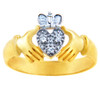 Gold Claddagh Rings - The Two Tone Gold Claddagh Ring with Diamonds
