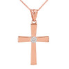 Rose Gold Cross with Diamond Pendant Necklace