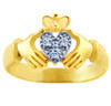 Gold Claddagh Rings - The White Heart Two Tone Gold Claddagh Ring with Diamonds