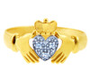 Gold Claddagh Rings - The White Heart Two Tone Gold Claddagh Ring with Diamonds