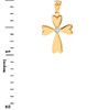 Gold Solitaire Diamond Heart Cross Charm Pendant Necklace