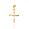 Yellow Gold Diamond Cross Dainty Charm Pendant Necklace