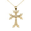 Yellow Gold Elegant Armenian Cross Diamond Pendant