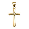 Yellow Gold Solitaire Cubic Zirconia Heart  Cross Pendant Necklace