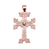 Rose Gold Armenian Cross Solitaire Cubic Zirconia Pendant Necklace