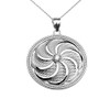 Sterling Silver Shield Armenian Eternity Diamond Pendant Necklace