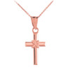 Rose Gold Four-Leaf Clover Cross Charm Pendant Necklace