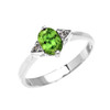 White Gold Solitaire Oval Peridot and White Topaz Engagement/Promise Ring