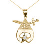 Yellow Gold Shriners Freemason Masonic Diamond Pendant Necklace
