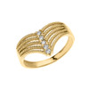 Yellow Gold Modern Chevron 5 Stone Diamond Rope Design Ring