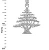 White Gold Lebanese Cedar Tree Pendant Necklace