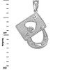 Sterling Silver Lucky Ace Card Horseshoe Pendant Necklace