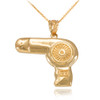 Polished Gold Hair Blow Dryer Pendant Necklace