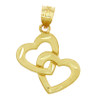 Gold Pendants - Two Gold Hearts Pendant