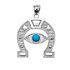 White Gold Evil Eye Protection Horse Shoe Good luck Pedant Necklace