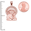 Rose Gold Cubic Zirconia Halo Jesus Face Pendant Necklace