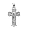 White Gold Elegant Russian Orthodox "спаси и сохрани"-Save and Protect Cross Pendant Necklace