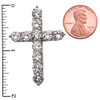 Elegant Sterling Silver 12 Carat Round Cubic Zirconia Cross Pendant Necklace (Extra Large)