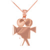 Polished Rose Gold Hollywood Film Animation Camera Pendant Necklace