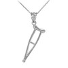 Sterling Silver Medical Recovery Crutch Pendant Necklace