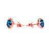 Halo Stud Earrings in Rose Gold with Solitaire London Blue Topaz and Diamonds