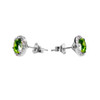 Halo Stud Earrings in White Gold with Solitaire Peridot and Diamonds