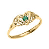 Trinity Knot Heart Solitaire Emerald Yellow Gold Proposal Ring