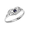 Trinity Knot Heart Solitaire Sapphire White Gold Proposal Ring