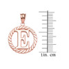 Rose Gold "E" Initial in Rope Circle Pendant Necklace