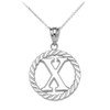 Sterling Silver "X" Initial in Rope Circle Pendant Necklace