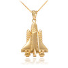 Yellow Gold Space Ship Pendant Necklace