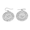 Sterling Silver Round Detailed Reversible Filigree Diamond Cut Dangling Earrings