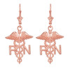 14k Rose Gold Medical Registered Nurse Earrings