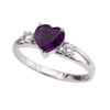 White Gold Amethyst Heart Proposal/Promise Ring