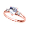 Rose Gold Aquamarine Heart Proposal/Promise Ring