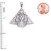 White Gold Detailed Egyptian Pyramid King Tut (Tutankhamun) Pendant Necklace