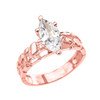 Rose Gold 2.5 Carat Marquise CZ Solitaire Nugget Engagement Ring